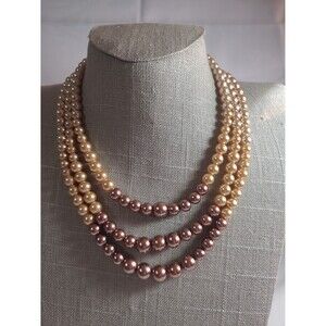 Faux three Strand pearl necklace